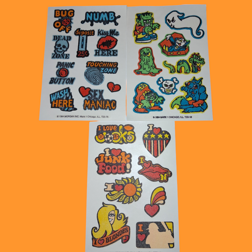 1980’s Assorted Silly Temporary Tattoos Choice