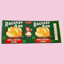 Load image into Gallery viewer, 1970’s Unused Raggedy Ann Fruit Can Label
