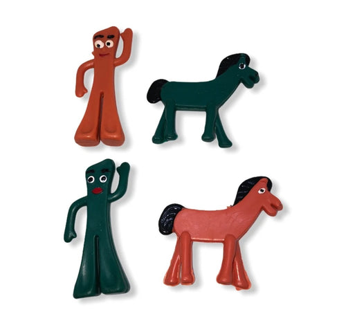 Tiny Vintage Gumby and Pokey Gumball Toys