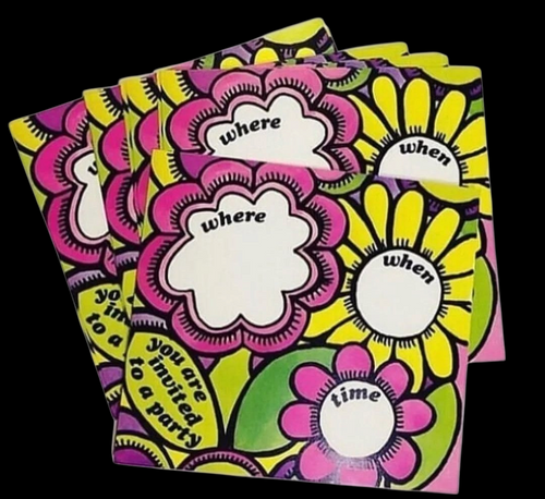 8 Unused Mid Century Party Invitations
