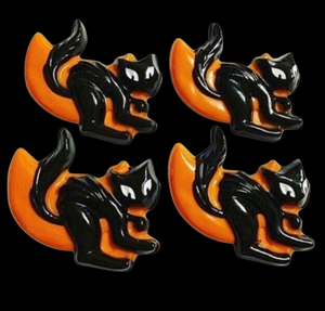 Plastic Halloween Black Cat on Moon Cake Topper