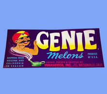 Load image into Gallery viewer, 1950’s Genie Melons Fruit Crate Label