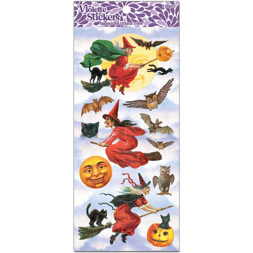 Vintage Look Flying Witch Sticker Pack