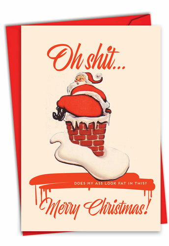 Santa Stuck in Chimney Naughty Christmas Card