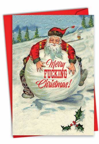 Merry Effing Christmas Snowball Greeting Card
