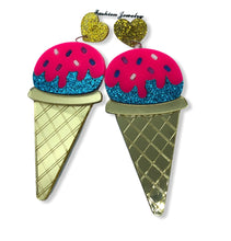 Load image into Gallery viewer, Ice Cream Cone Acrylic Drop Earrings