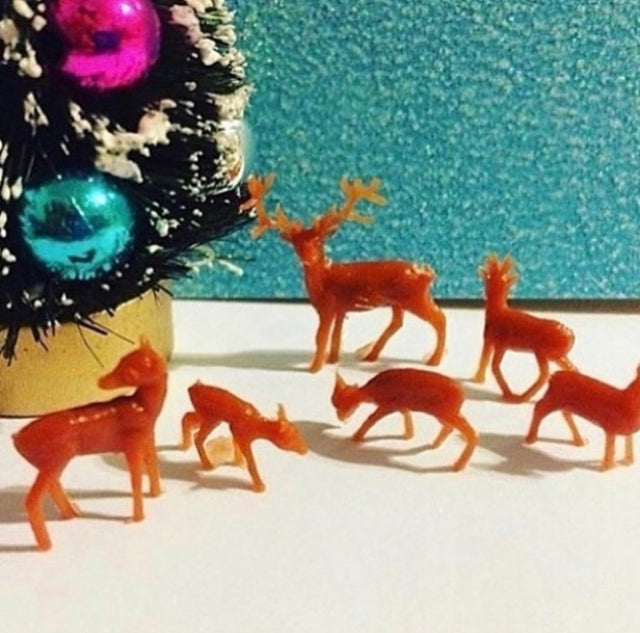 Family of Tiny Plastic Craft Deer