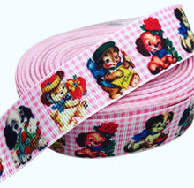 Load image into Gallery viewer, Retro Dog Gingham Grosgrain Ribbon Per Yard