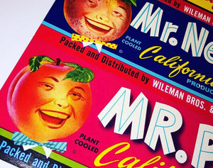 Anthropomorphic Mr Fruit Crate Labels