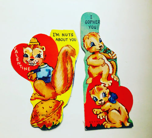 1950’s Unused Children’s Valentine Cards Squirrel/Gopher