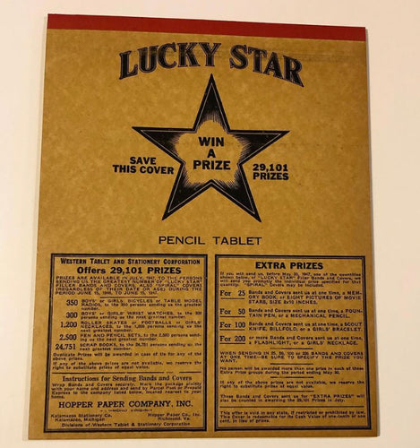 1940’s Lucky Star Pencil Writing Tablet