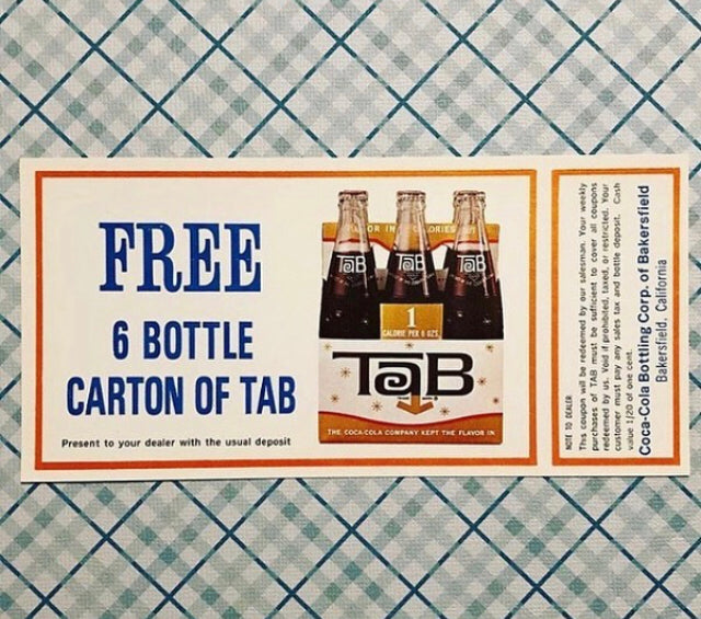 1960s Unused Tab Cola Coupon