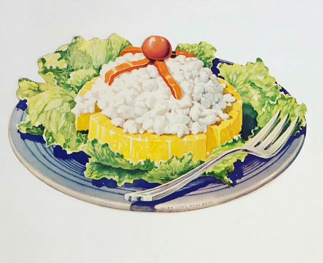 1953 Pineapple and Cottage Cheese Paper Sign