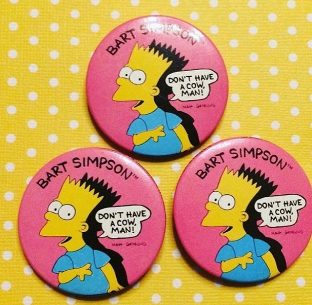 Vintage Don’t Have a Cow Bart Simpsons Button