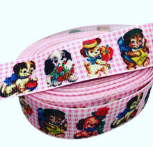 Load image into Gallery viewer, Retro Dog Gingham Grosgrain Ribbon Per Yard