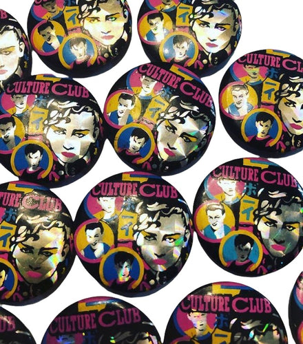 NOS 80’s Culture Club Hologram Pinback Button