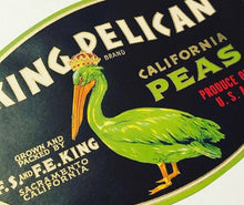 Load image into Gallery viewer, 1930’s King Pelican Peas Crate Label