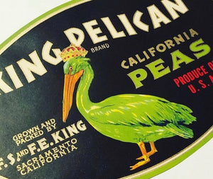 1930’s King Pelican Peas Crate Label