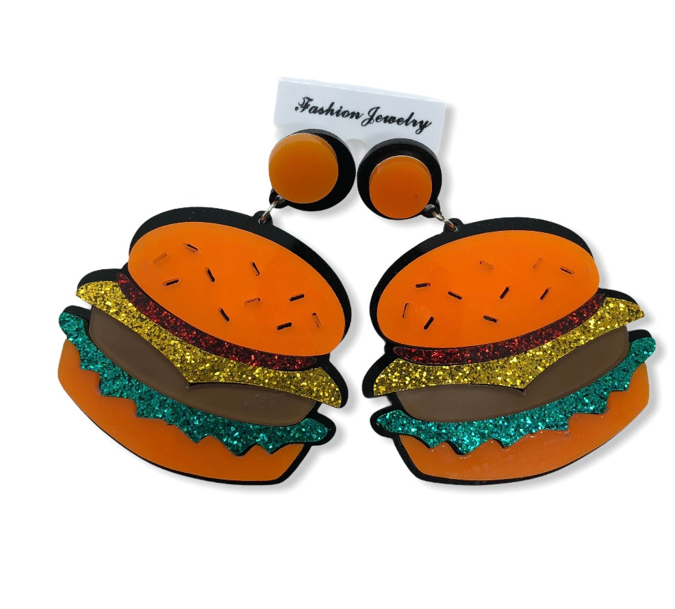 Fun Hamburger Drop Earrings