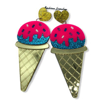 Load image into Gallery viewer, Ice Cream Cone Acrylic Drop Earrings