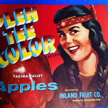 Load image into Gallery viewer, 1940’s Plen Tee Color Apple Crate Label