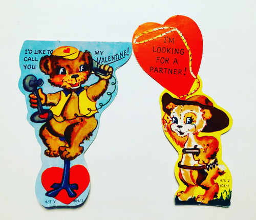 1950’s Unused Children’s Valentines Cards Bears