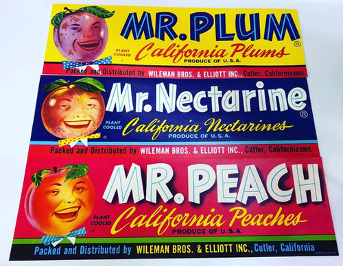 Anthropomorphic Mr Fruit Crate Labels