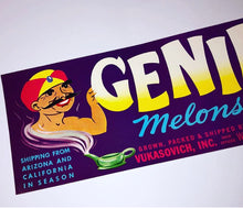 Load image into Gallery viewer, 1950’s Genie Melons Fruit Crate Label