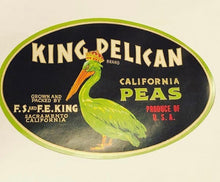 Load image into Gallery viewer, 1930’s King Pelican Peas Crate Label