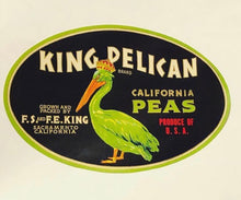 Load image into Gallery viewer, 1930’s King Pelican Peas Crate Label