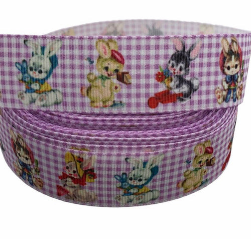 Retro Rabbit Grosgrain Ribbon Per Yard