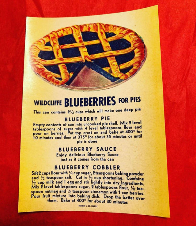 1940’s Unused Blueberry Pie Filling Can Label