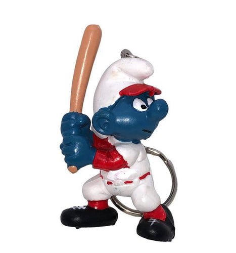 80’s NOS Baseball Player Smurf Figural Keychain