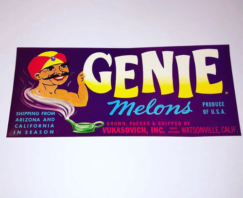 1950’s Genie Melons Fruit Crate Label