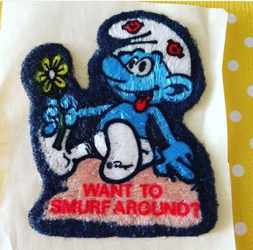 1980s Smurf Around Iron On Patch