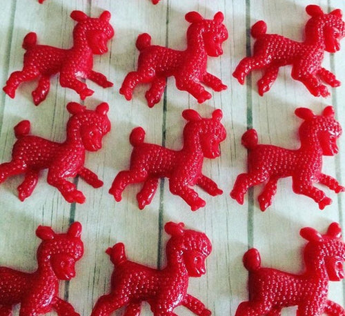 4pcs Red Vintage Plastic Lambs