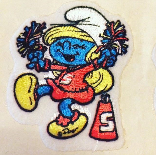 1980s Cheerleader Smurfette Iron On Patch