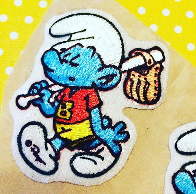 1980s Baseball Smurf Iron On Patch